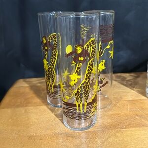 Set of three federal glass mid century monkey and draft glass cups